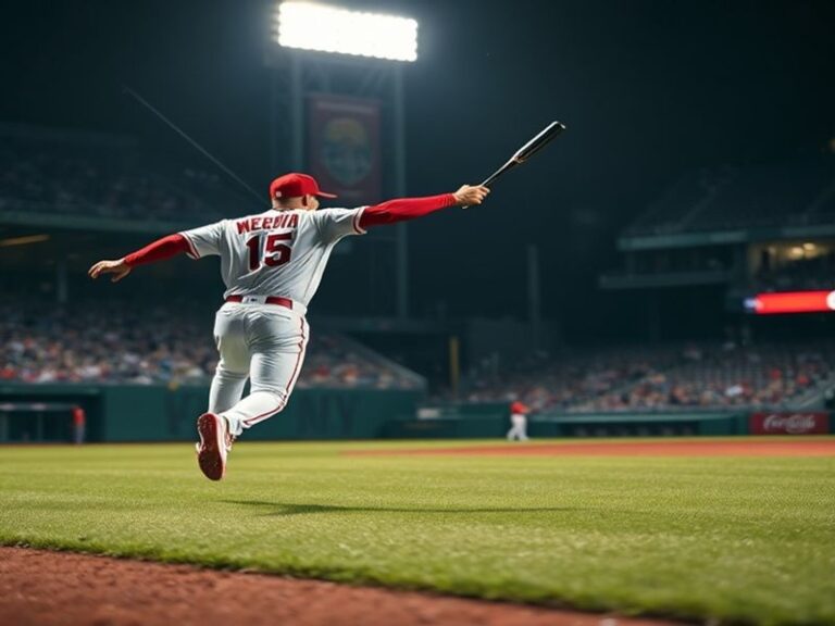 A night game at Great American Ball Park during a Reds-Marlins series, featuring Elly De La Cruz at bat with Jazz Chisholm Jr