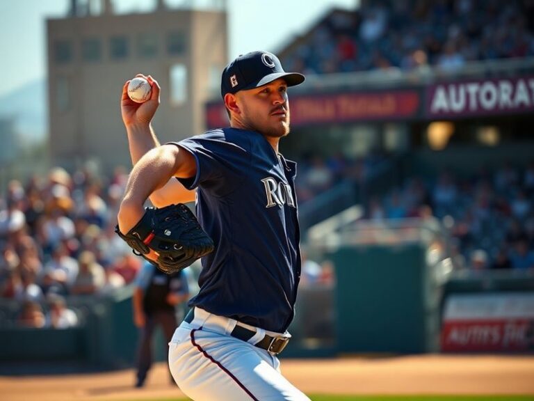 An action shot of Packy Naughton pitching on the mound during a game, showcasing his focus and athleticism.