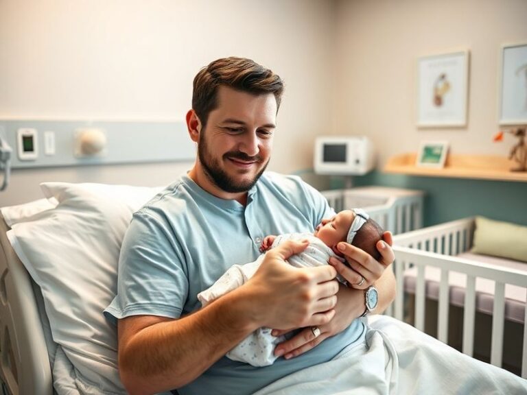 A warm, candid photo of Scottie Scheffler holding his infant daughter Olivia, set in a cozy indoor setting with soft lighting