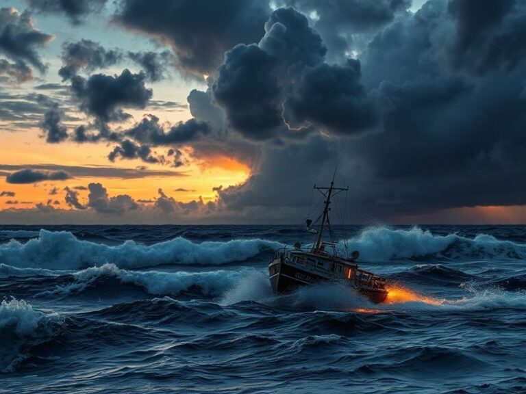 A split-image illustration showing contrasting weather effects: on one side, a flooded South American coastline with dark sto