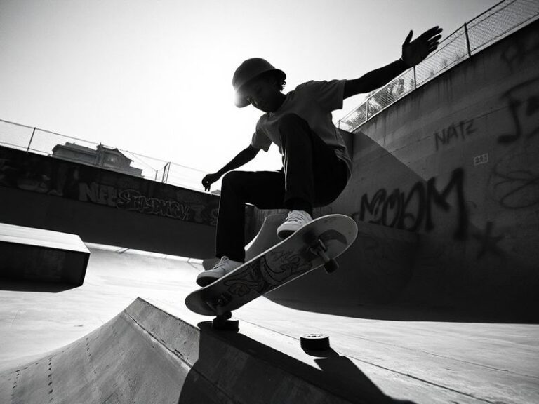 A dynamic shot of Nate Williams speaking into a microphone at a basketball arena, with a laptop displaying data charts in the