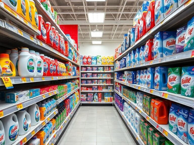 A clean, modern Asda store interior with a dedicated laundry drop-off counter, customers dropping off laundry, and neatly fol