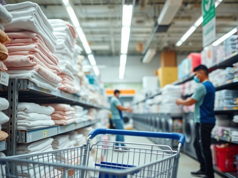 A well-stocked supermarket shelf displaying ASDA laundry detergent bottles and pods in various sizes, with a focus on afforda
