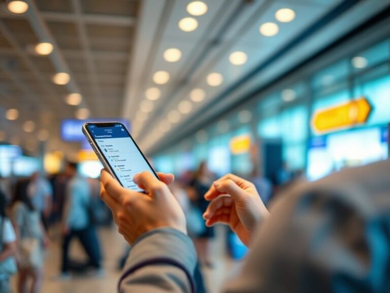 A split-screen image showing a traveller using a smartphone to apply for an ETA on one side, and a passport with a digital ap