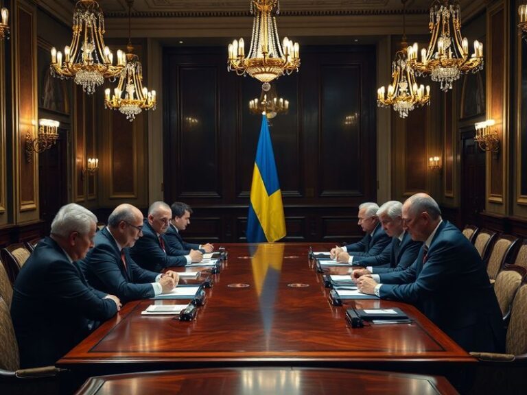 A divided image showing a Ukrainian flag on one side and a world map with key conflict zones highlighted on the other, symbol