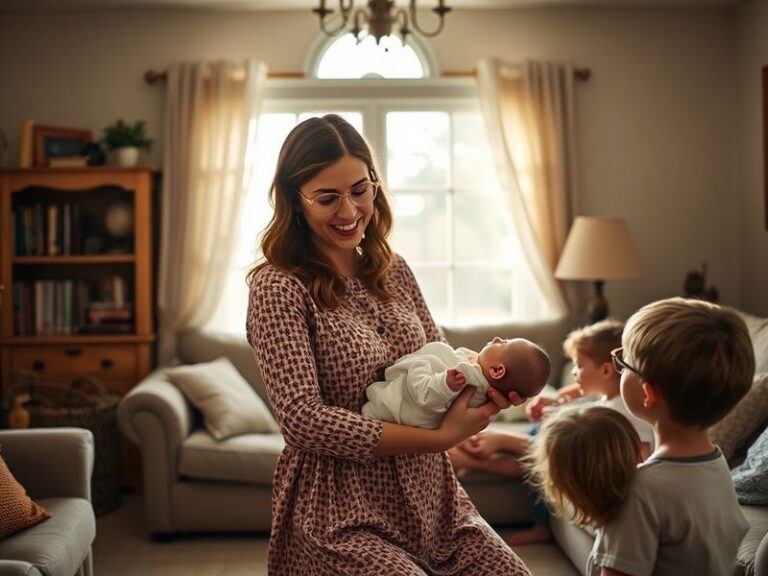 A warm, candid photo of Jill Duggar Dillard outdoors with her two young sons, dressed in casual, modest clothing. The setting