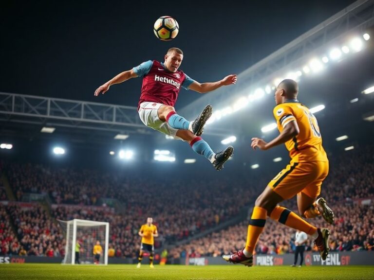 A tight shot of both teams lined up before kickoff at the London Stadium, with West Ham in claret and blue and Wolves in gold