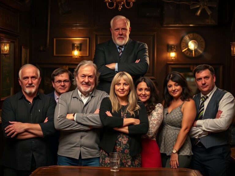 A lively scene from Taskmaster Season 21 featuring the five contestants—John Kearns, Sarah Millican, Jamali Maddix, Frank Ski