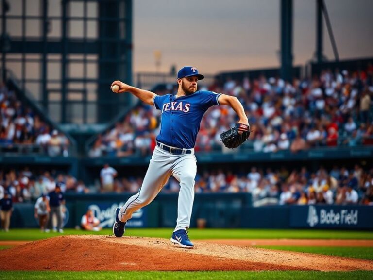 A split-image visual contrasting the Texas Rangers' Globe Life Field with the Los Angeles Dodgers' Dodger Stadium, featuring