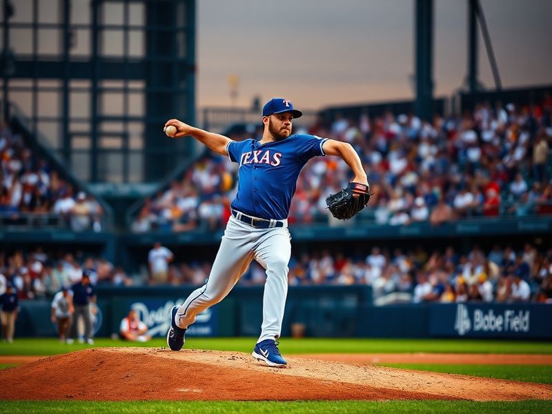 A split-image visual contrasting the Texas Rangers' Globe Life Field with the Los Angeles Dodgers' Dodger Stadium, featuring