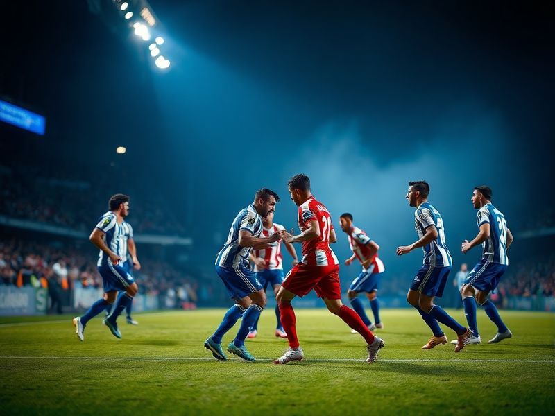 A vibrant stadium atmosphere during a Real Sociedad vs Alavés match, with fans waving ikurriñas (Basque flags), players in dy