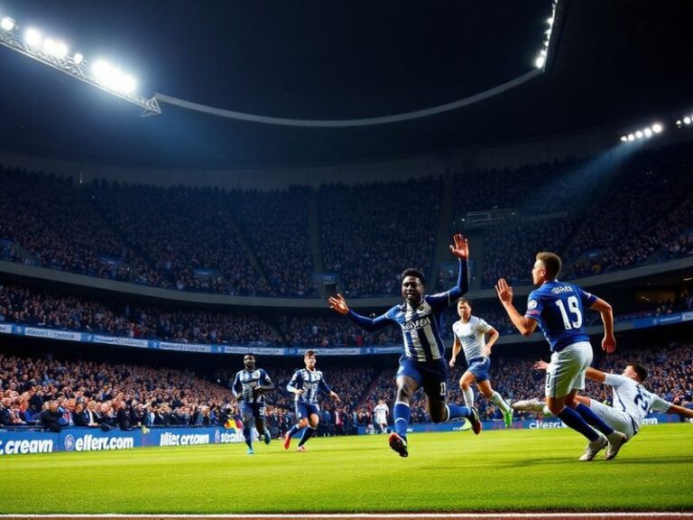 A dynamic action shot of the Leicester City vs Swansea match at King Power Stadium, showing players in mid-action during a se