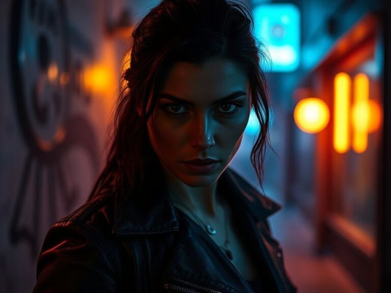 A split-image composition showing Gina Carano in her Cara Dune costume on the left and speaking at a conservative event on th