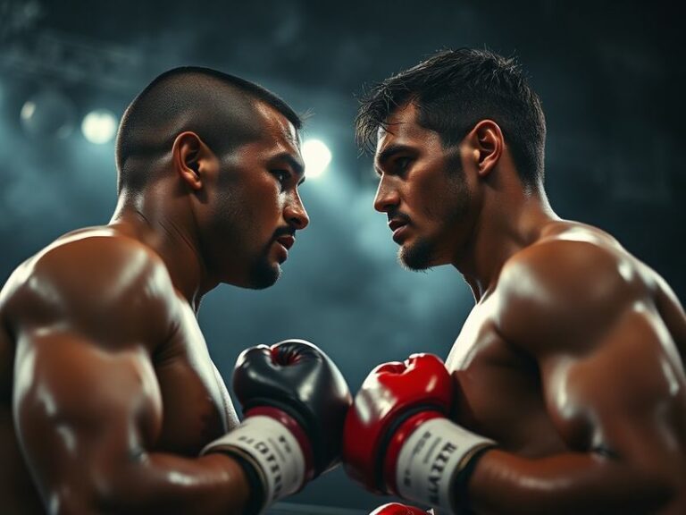 A dynamic split-image showing four iconic face off moments: a hockey face off at center ice, a sumo wrestler and opponent in