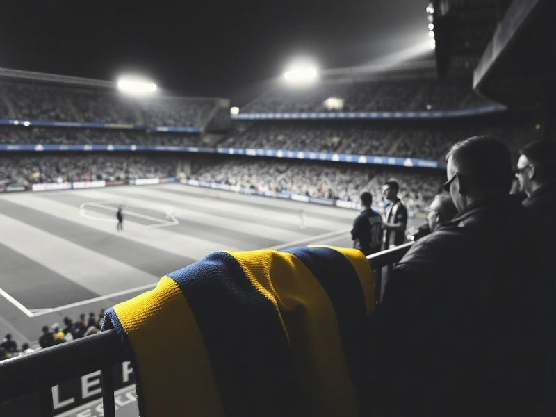 A vibrant stadium atmosphere during a Boca Juniors vs Independiente match, featuring Boca’s blue and yellow colors on one sid