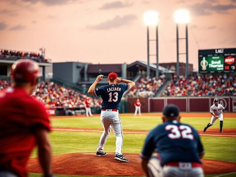 A vibrant night game at Jordan-Hare Stadium in Auburn, Alabama, with fans cheering under stadium lights, players in action on