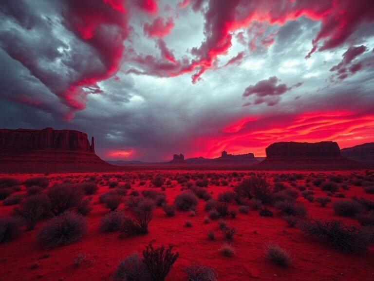 A cinematic shot of the Crimson Desert game world at sunset, featuring a player character mid-combat against a massive roboti