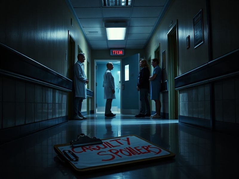 A split-screen image showing a shocked TV viewer on one side and a social media feed full of spoilers on the other, symbolizi