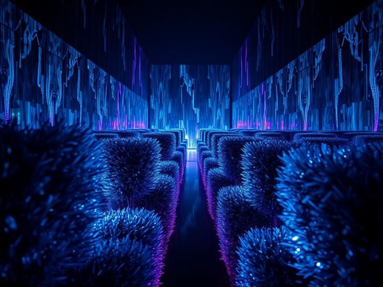 A vibrant stage production of Labyrinth the musical, featuring actors in elaborate costumes performing on a surreal, maze-lik