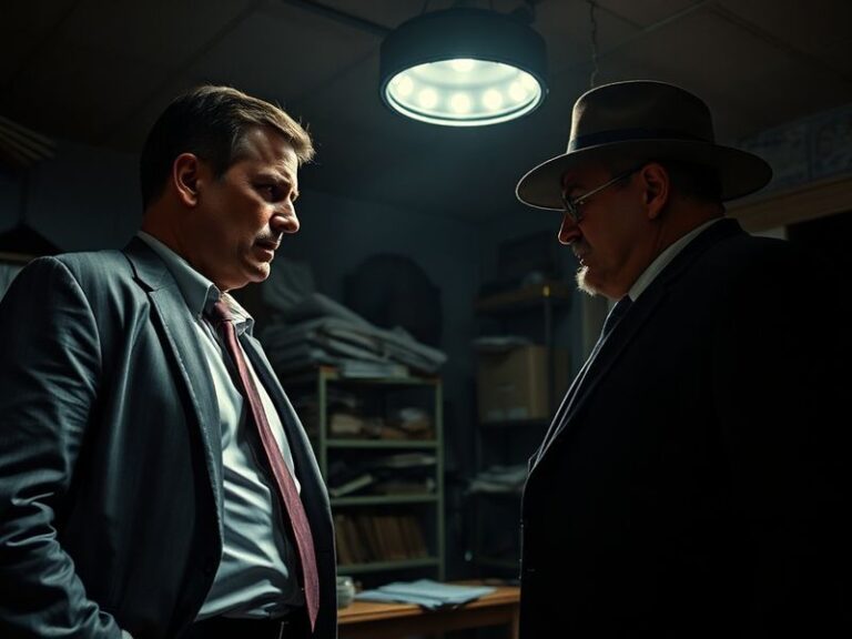 A split-screen image of Steven Yeun and Ali Wong in intense confrontation, set against a neon-lit Los Angeles backdrop with d