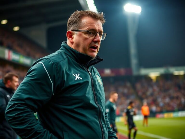 A mid-career action shot of Steve Cotterill on the sidelines, wearing a tactical vest and intense focus, with players in the