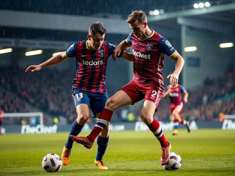 A dramatic shot of Falkirk players celebrating a goal against Rangers at Falkirk Braes, with Rangers fans in the background s