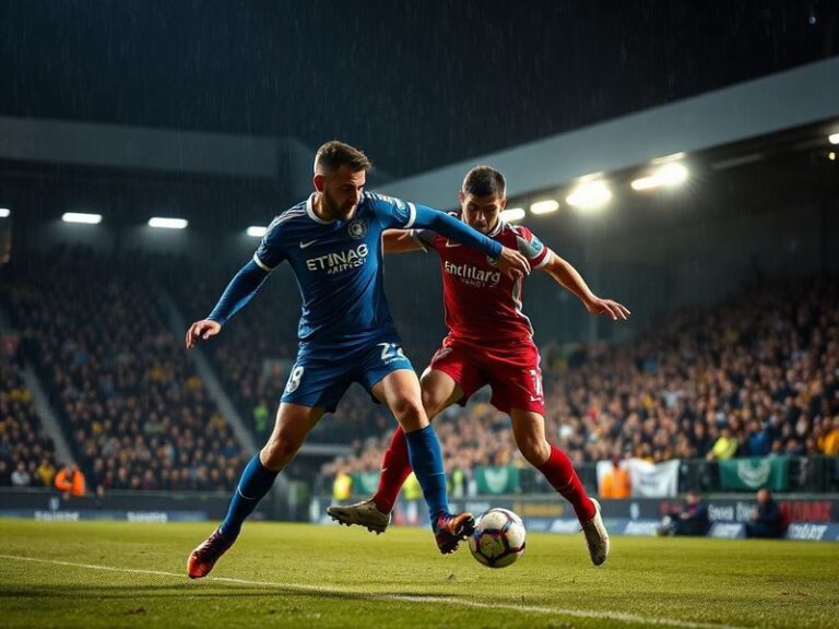 A vibrant matchday scene at St Andrew's Ground, with Birmingham City fans in blue and Wrexham supporters in red and white cre