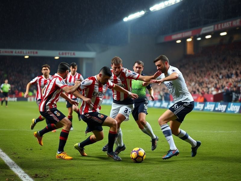 A stadium atmosphere shot from Sunderland vs Tottenham FA Cup match, capturing the intensity on the field with players in act