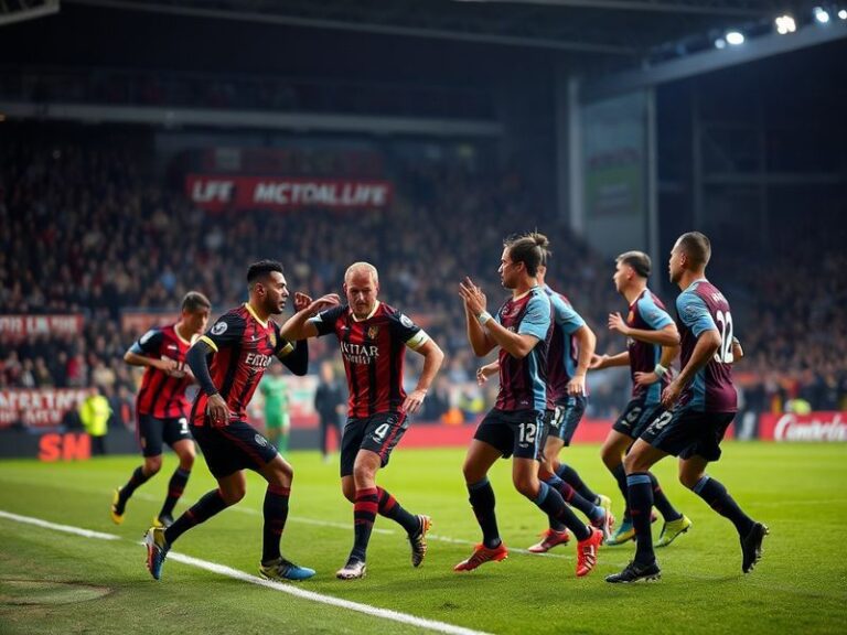 A dynamic image of a Premier League match between Nottingham Forest and Aston Villa at the City Ground, showing players in mi
