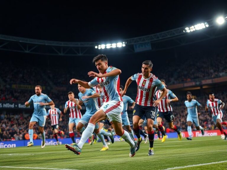 A mid-action shot from a La Liga match between Mallorca and Rayo Vallecano, showing players in white and maroon kits competin