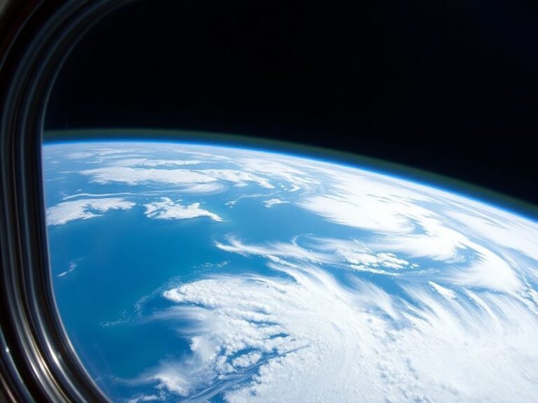 Astronauts inside the Orion spacecraft, capturing high-resolution images of Earth through spacecraft windows, with Earth visi