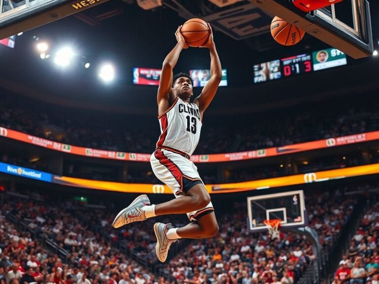 A dynamic action shot of Nick Smith Jr. mid-game, wearing the Charlotte Hornets uniform, dribbling past a defender with a foc