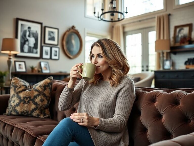 A split-image design contrasting Lindsie Chrisley’s glamorous reality TV past (smiling in a designer outfit) with her present