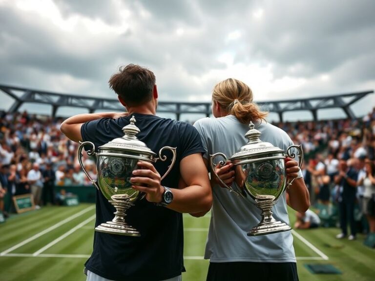 A split-screen image showing Jack Nicklaus in his 1966 Masters victory pose on the left, and Tiger Woods holding his 2002 gre