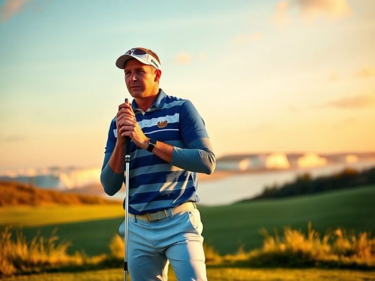 A split-image visual: on the left, a young Justin Rose in a South African junior golf uniform on a sunlit Johannesburg course