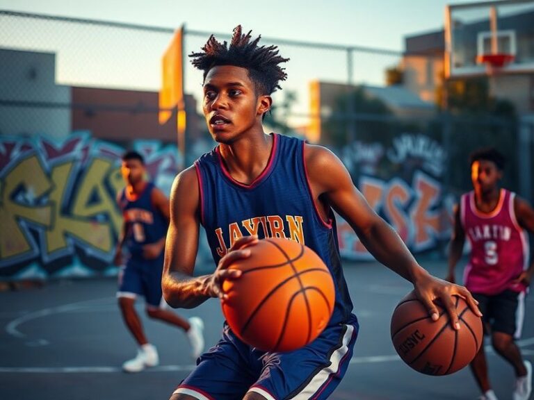 A split-image design: left side shows Jaylen Petty mid-laugh in a casual hoodie, surrounded by a diverse group of young peopl