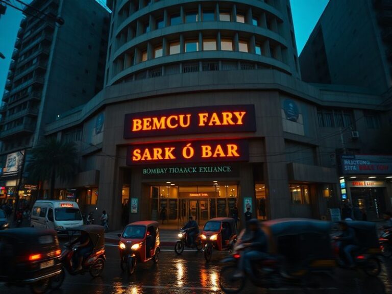 A modern trading floor with digital screens displaying the Sensex index. The scene includes diverse traders analyzing data, w