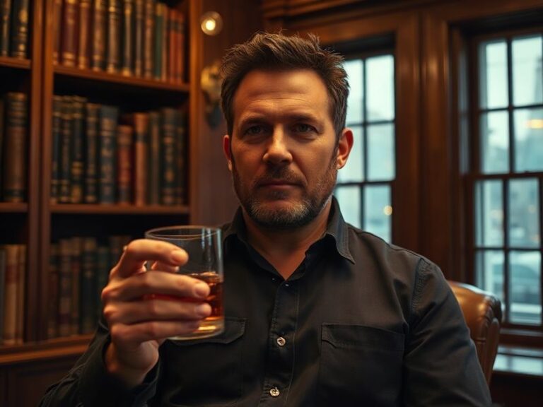 A split-image composition: on the left, a serious Ben Affleck in director's chair on a film set; on the right, the same actor