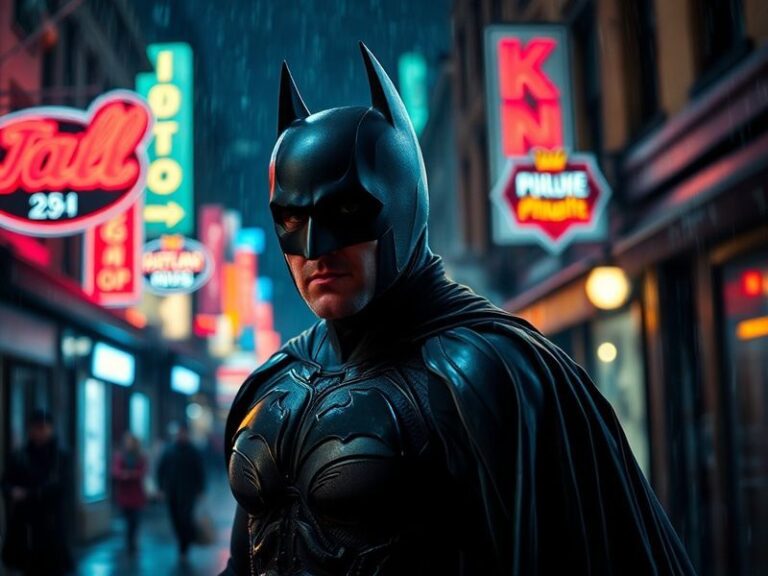 A cinematic portrait of Ben Affleck in his prime, standing in a moody film set with soft lighting highlighting his expressive