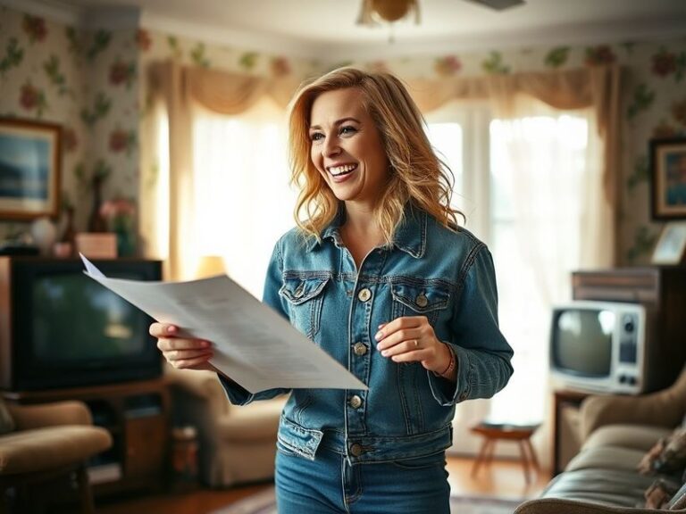 A candid portrait of Jennie Garth in her 50s, wearing casual attire, sitting outdoors with soft natural lighting. The setting