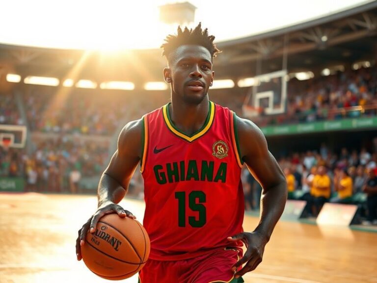 A dynamic action shot of Dominic Frimpong mid-sprint on a track, wearing a British Athletics uniform, with a stadium filled w
