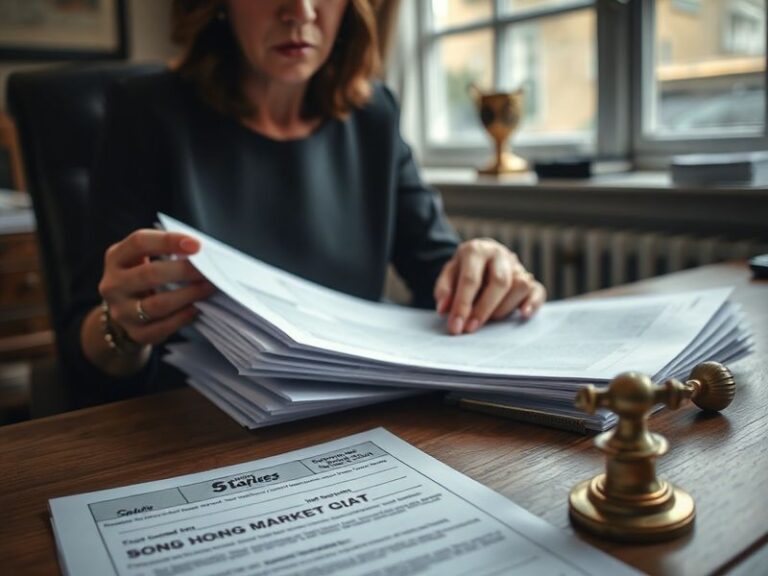 A modern UK home with a 'For Sale' sign, surrounded by financial documents and a calculator. The scene is set in a suburban n