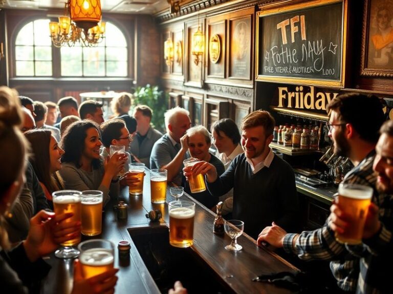 A collage-style image featuring TF Industries Friday in various meme formats: as a resigned office worker in a cubicle, a rel