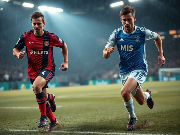 A split-screen comparison of PES and MS gameplay, showing Konami's fluid controls on the left and EA's licensed realism on th