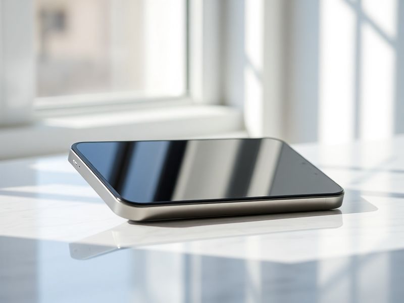 A sleek iPhone 17 Pro displayed on a minimalist desk with a world map background, soft natural lighting, and subtle reflectio