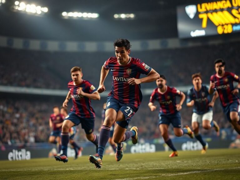 A football stadium during a Segunda Division match between Levante and Getafe, showing players in action on the pitch with fa