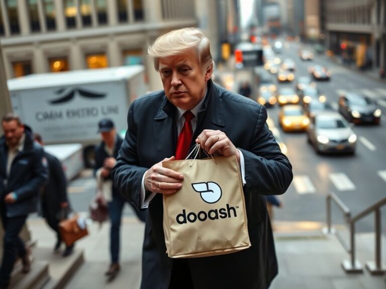 A close-up of a grease-stained Doordash pizza box on a wooden table with a smartphone displaying the receipt, surrounded by s