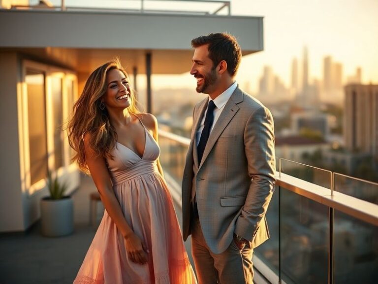 A stylized promotional image featuring Jennifer Lopez and Brett Goldstein in a romantic comedy setting, with a neon-lit citys