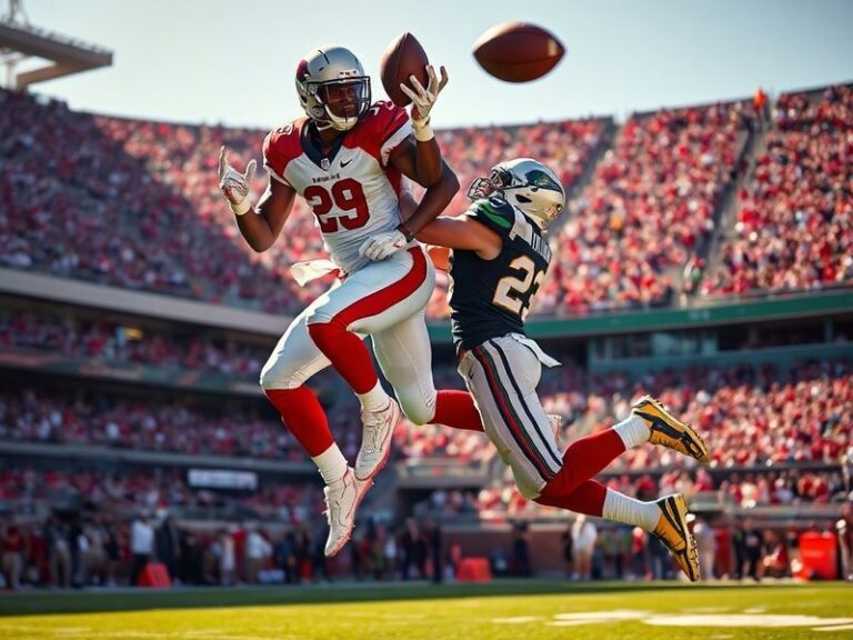 A split-image illustration showing Progressive Field on the left with Cleveland’s skyline in the background, and Busch Stadiu