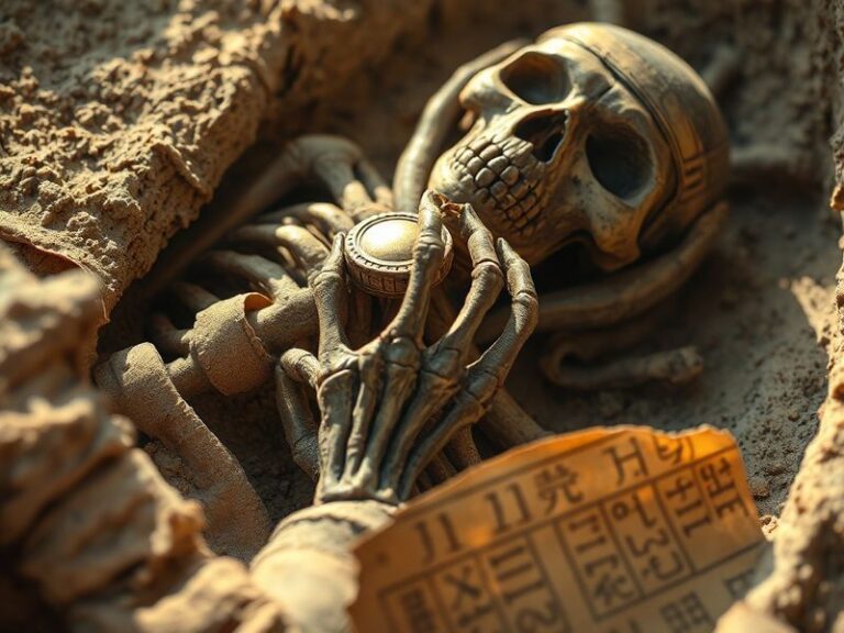 A dimly lit archaeological dig site in Egypt, with a team of explorers uncovering an ancient, partially opened tomb. The entr